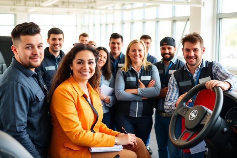 Team von Fahrlehrern in Schulungsraum